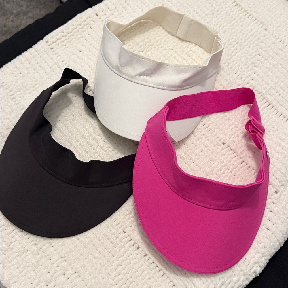 3 pack lululemon Pink, Black, and White Visor Set